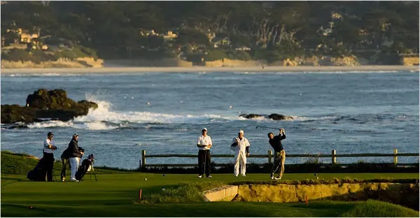 Teeing off at Pebble Beach